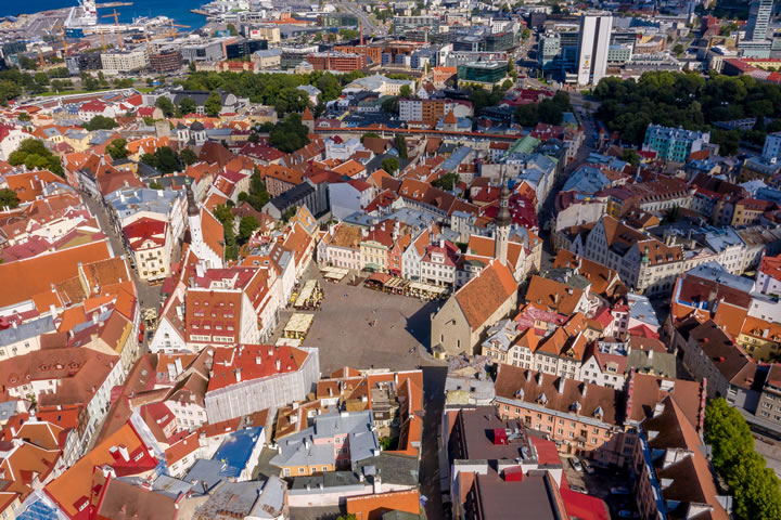 Aerial view of the City of Tallinn